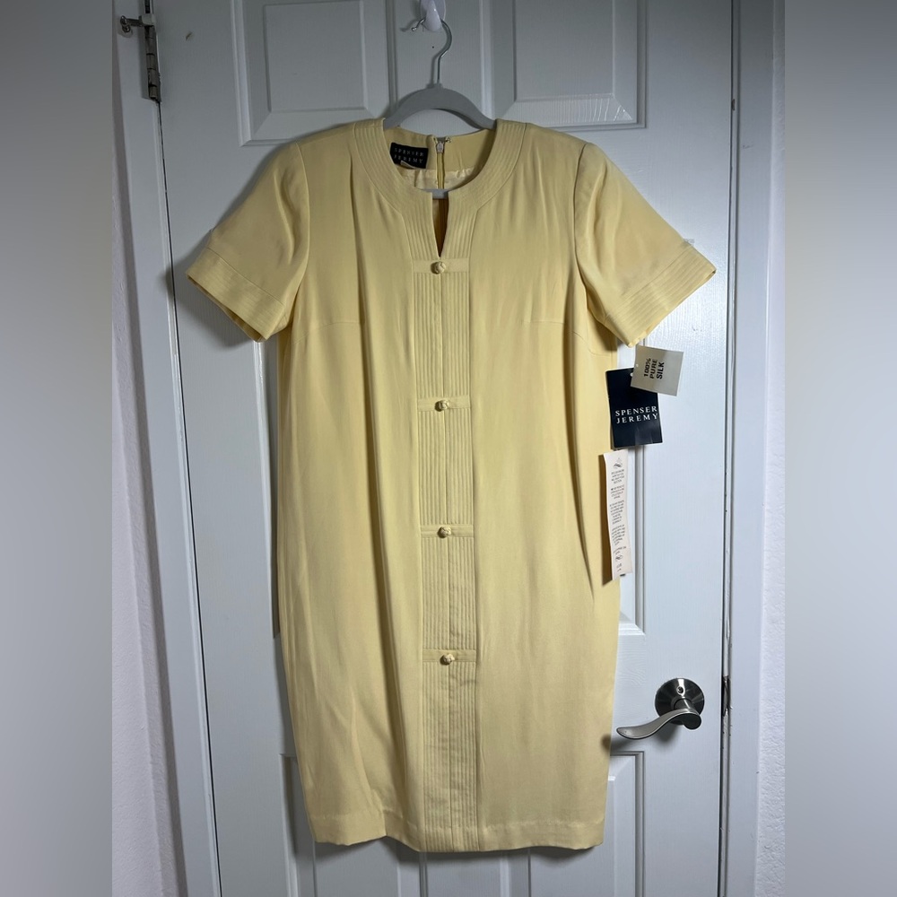 Spenser Jeremy Women's Cream Button-Front Midi Dress 100% Pure Silk